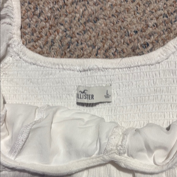 Hollister White Ruched Ruffled Peplum Blouse - Picture 2 of 3